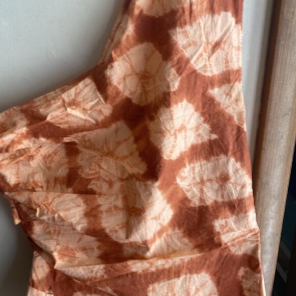 ULLA JOHNSON Senta One-Shoulder Tie Dye Stripe Cotton Top Sequoia - Picture 10 of 16